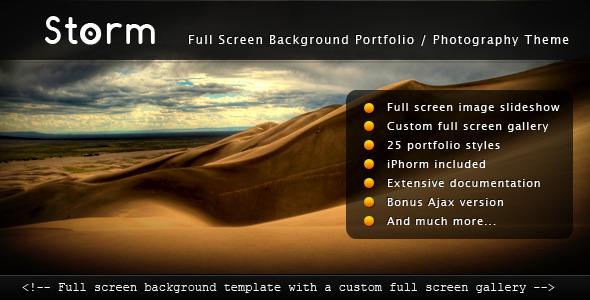 full screen background image html code. Storm - Full Screen Background Template